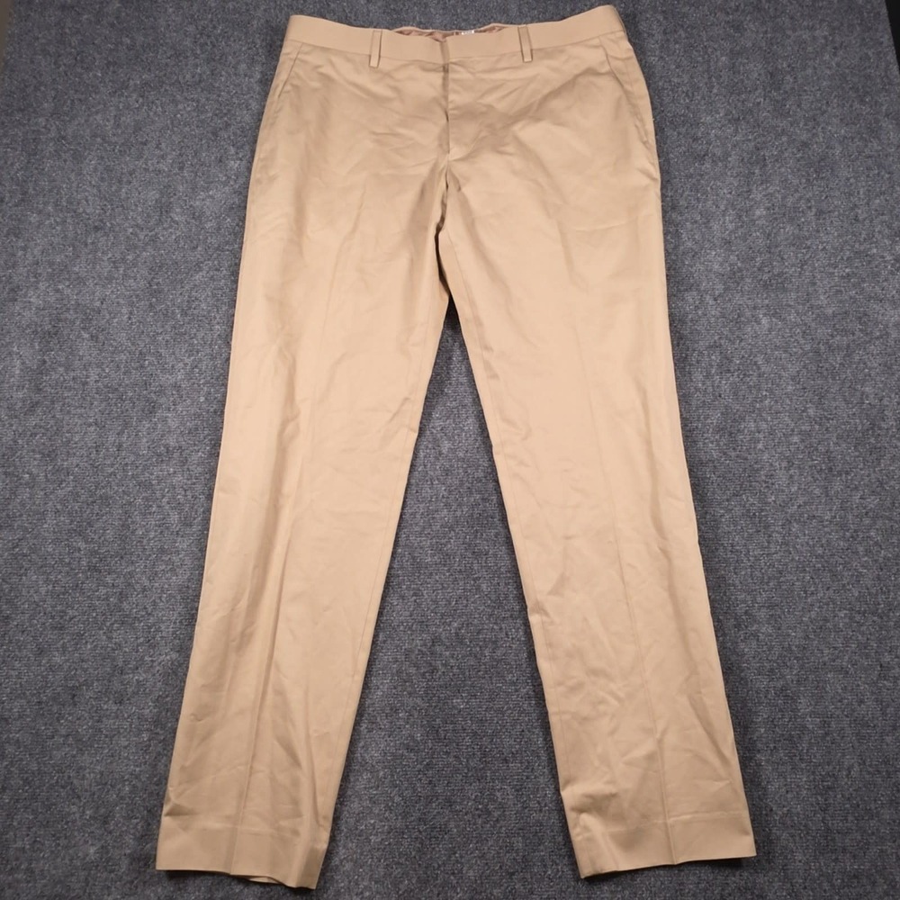 J Crew Ludlow Dress Pants Mens 35x32 Beige Slim Fit Flat Front Cotton Chino